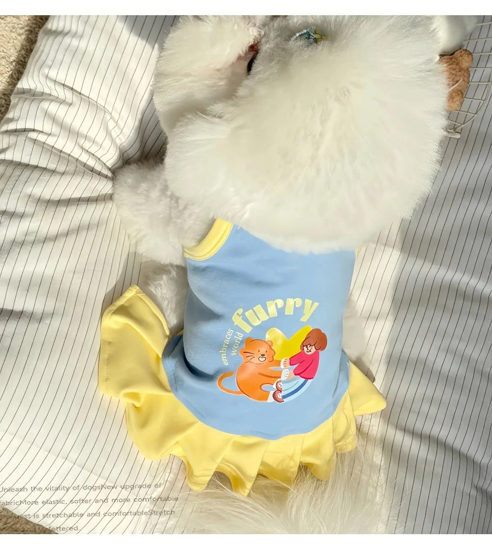 2-in-1 Cooling Slip Dress & Vest for Small Dogs & Cats | Breathable Summer Princess Skirt for Chihuahuas & Puppies