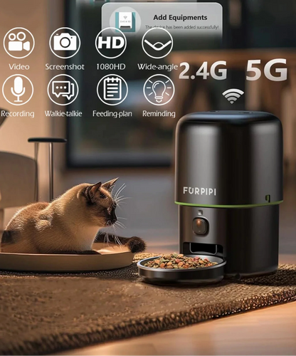 Smart Pet Feeder with 1080P Camera, Night Vision & Two-Way Audio — 2.4G/5G Wi-Fi, Tuya App