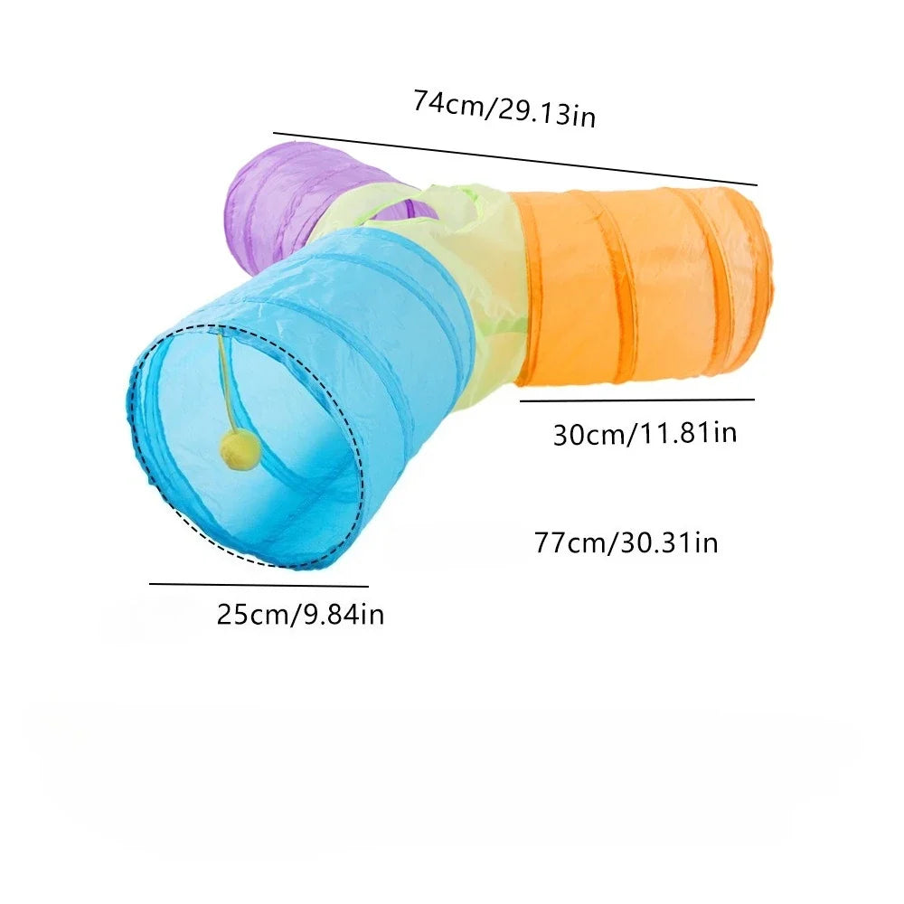 Y-Shaped Rainbow Cat Tunnel — 3-Way Interactive Play Tube