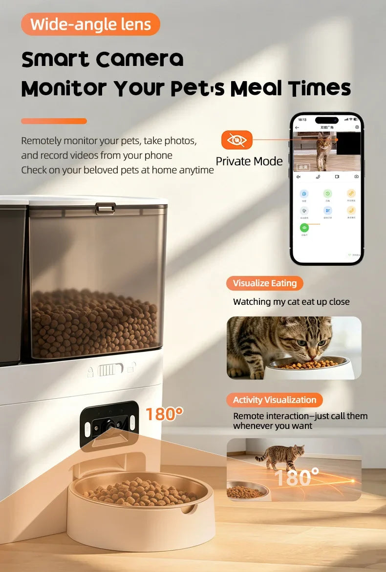 5L+3L Smart Automatic Pet Feeder with WiFi, Camera & Water Dispenser