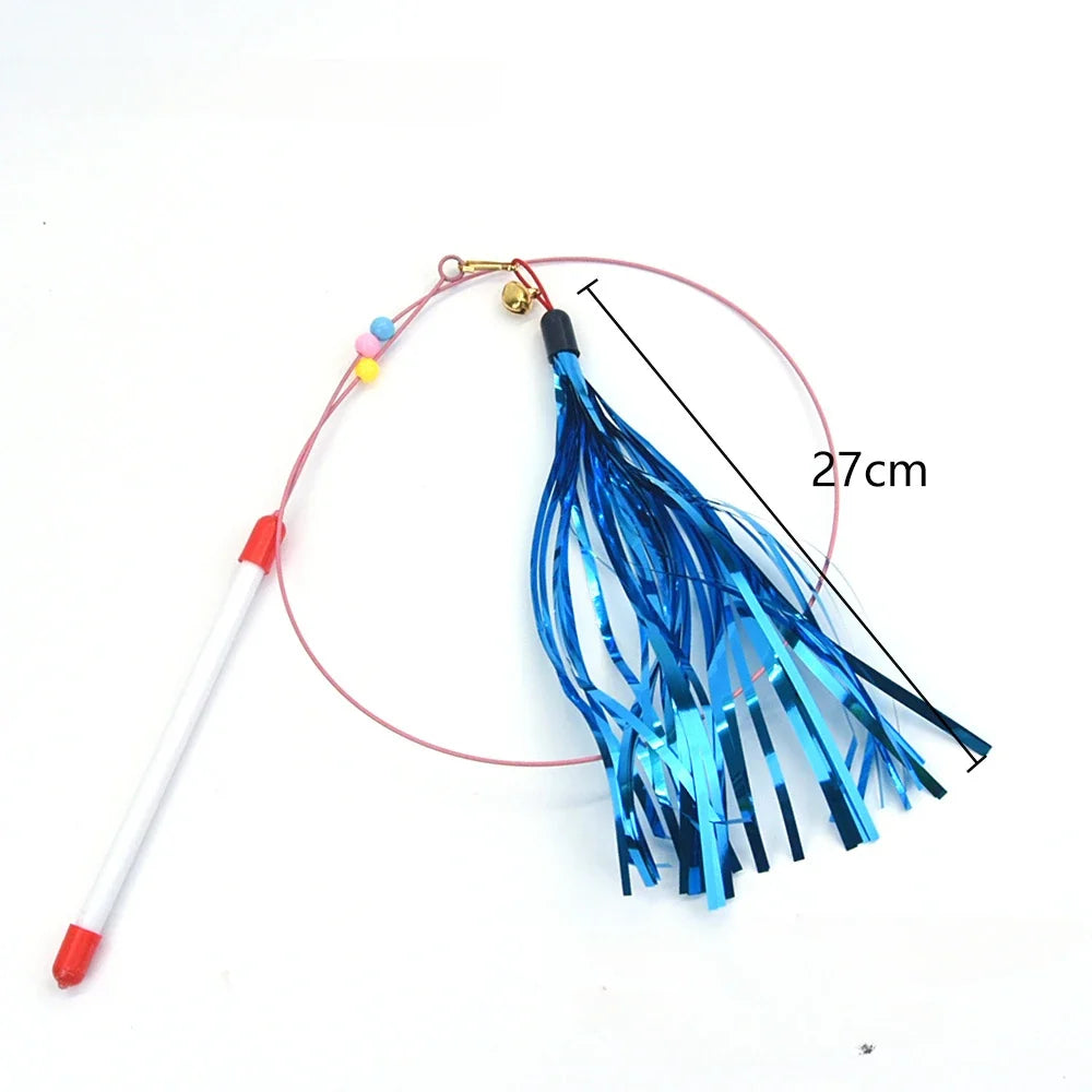 Interactive Feather Wand Cat Toy - Wire Teaser Stick for Kittens