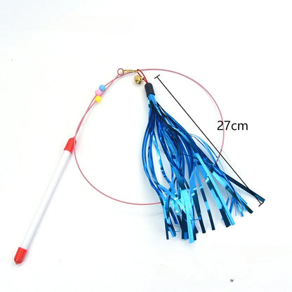 Interactive Feather Wand Cat Toy - Wire Teaser Stick for Kittens