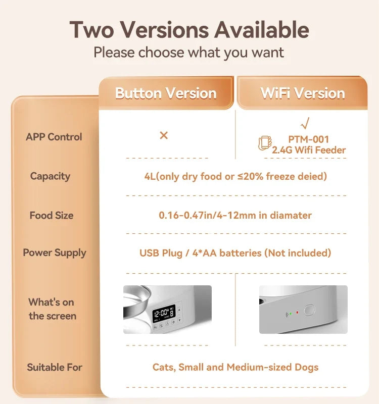 Smart WiFi Automatic Cat Feeder with Remote Control