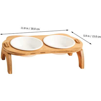 Raised Cat Bowl Set with Tilted Stand