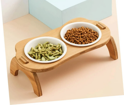 Raised Cat Bowl Set with Tilted Stand