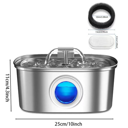 3.2L Stainless Steel USB Pet Water Fountain — Quiet Filter Pump for Cats & Dogs