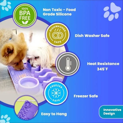 Slow Feeder Mat with Aluminium Bowl — Non-Toxic Silicone Anxiety & Boredom Relief for Dogs & Cats