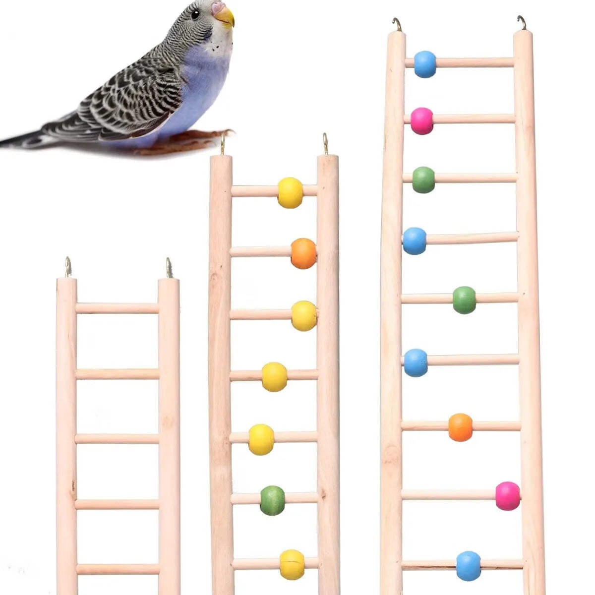 Solid Wood Cloud Climbing Ladder for Parrots & Birds