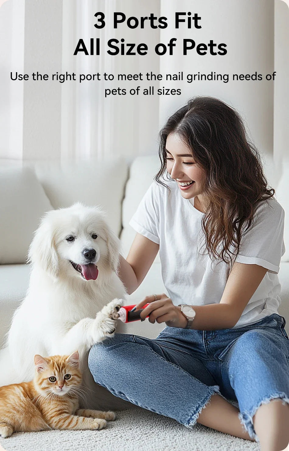 Electric Pet Nail Grinder with LED Light - Rechargeable Dog Cat Claw Trimmer