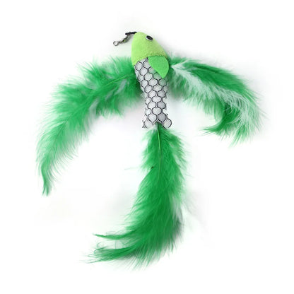Feather Wand Cat Toy with Bell & Worm String - Interactive Teaser Set