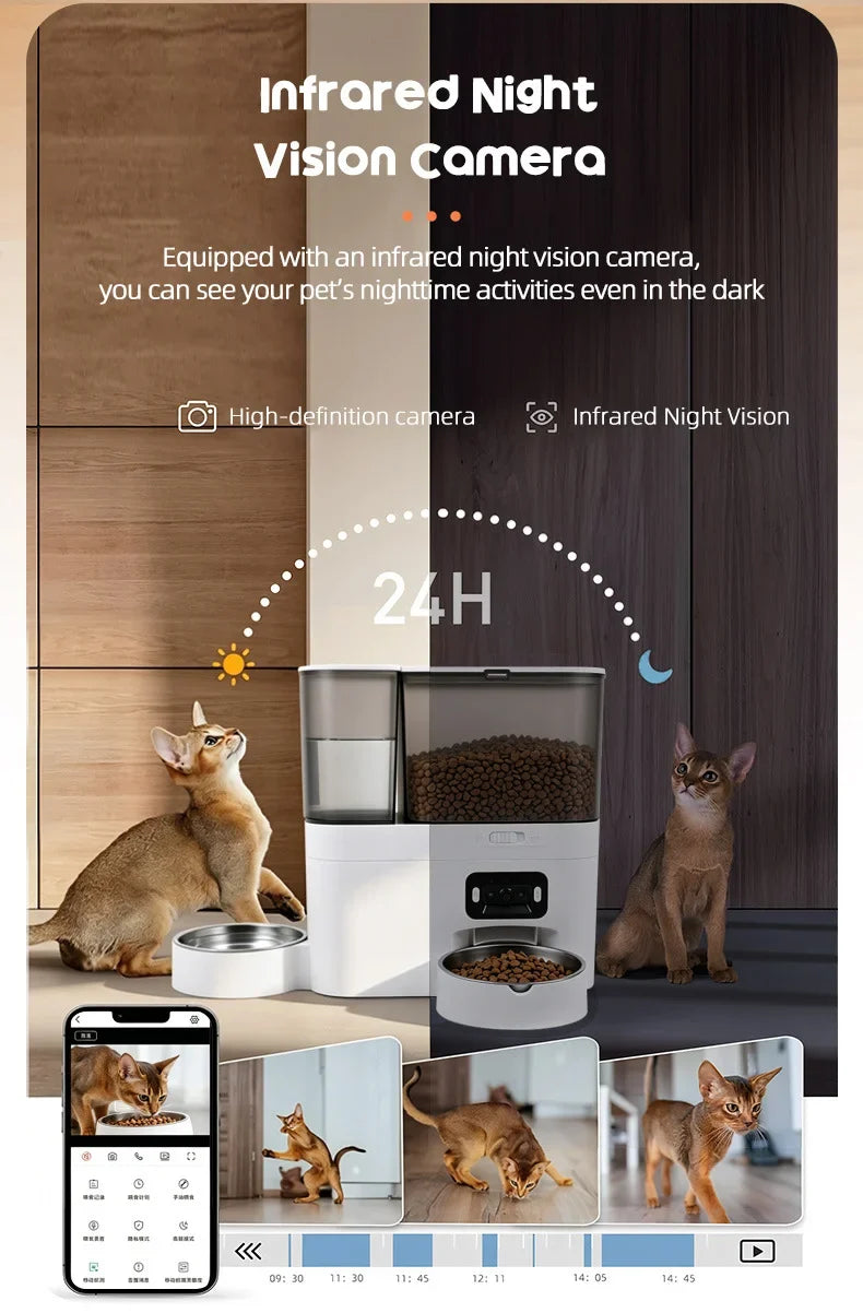 5L+3L Smart Automatic Pet Feeder with WiFi, Camera & Water Dispenser