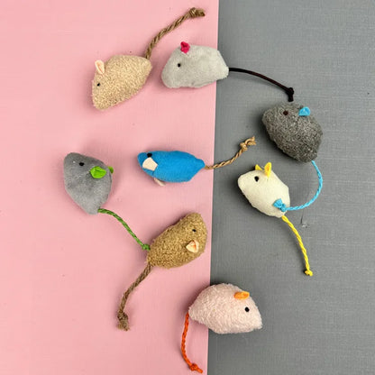 Plush Mouse Toy Set for Cats - Interactive Feather Toys
