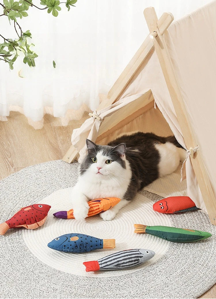 Interactive Plush Fish Cat Toy