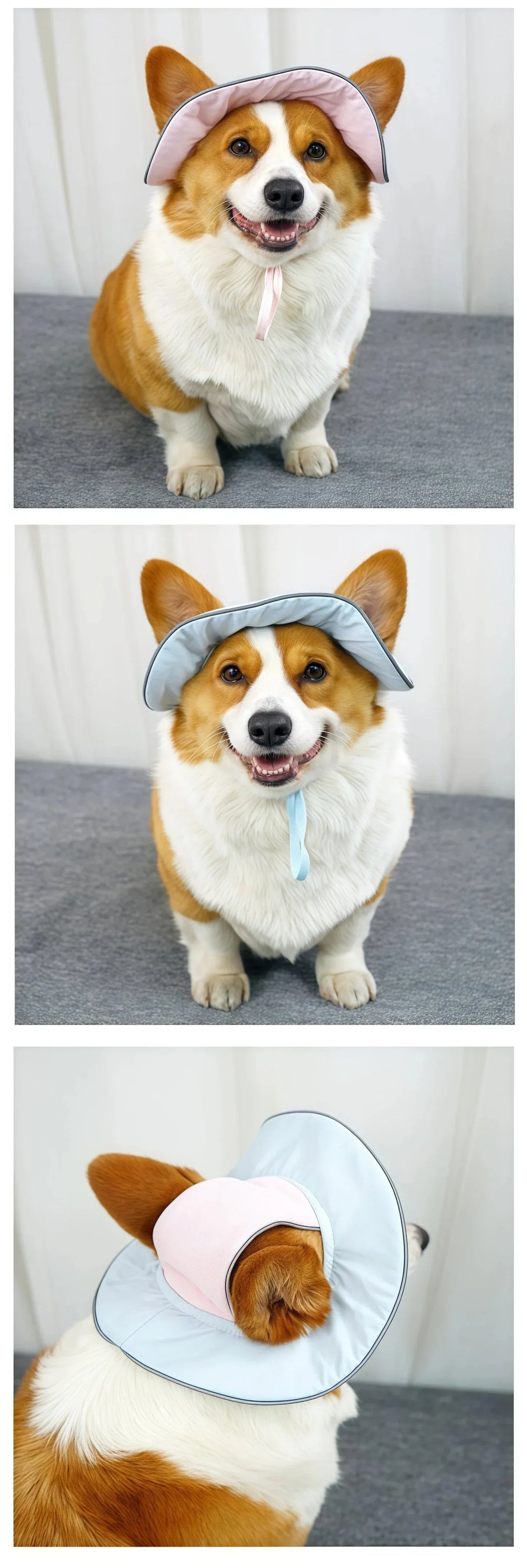 Reflective Wide Brim Bucket Sun Hat with Ear Holes for Dogs & Cats