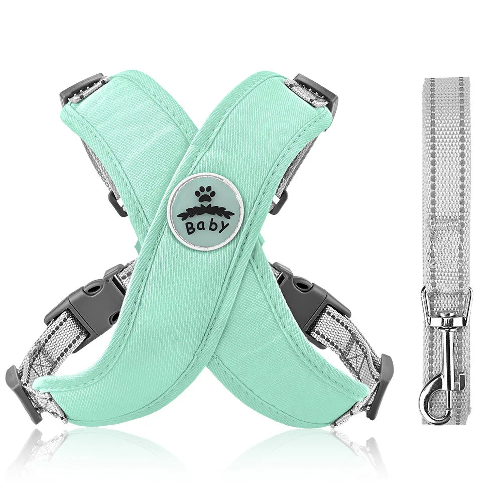 Reflective X-Shape Dog Harness & Leash Set | Adjustable Quick-Release Vest for Small & Medium Dogs