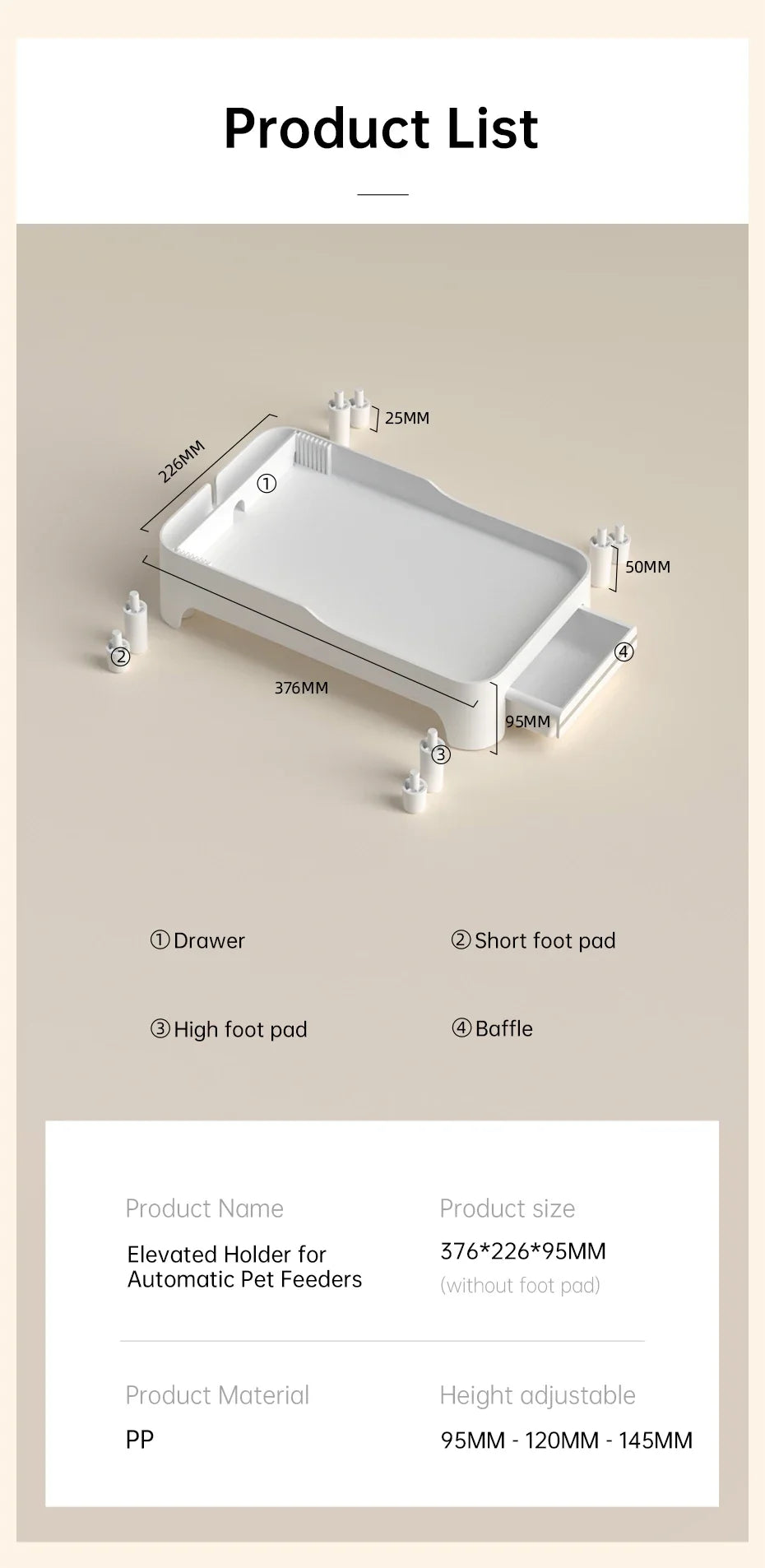 Adjustable Elevated Pet Feeder Stand for Cats & Dogs