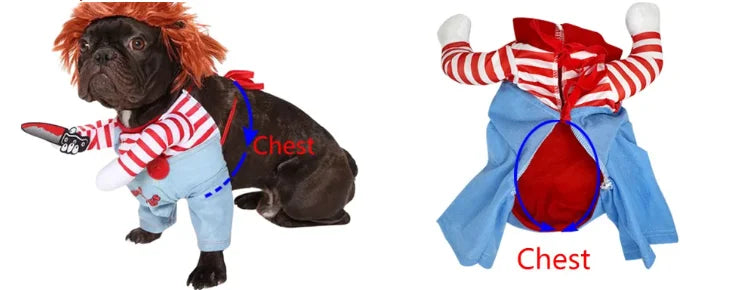Halloween Bloody Doll Dog Costume with Wig