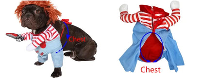 Halloween Bloody Doll Dog Costume with Wig