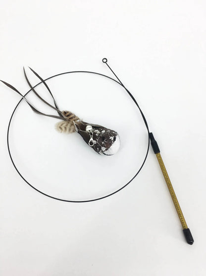Interactive Feather Wand Cat Toy - Wire Teaser Stick for Kittens