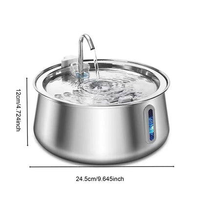 4L Stainless Steel Cat & Dog Water Fountain — Ultra-Quiet Pump for Multiple Pets