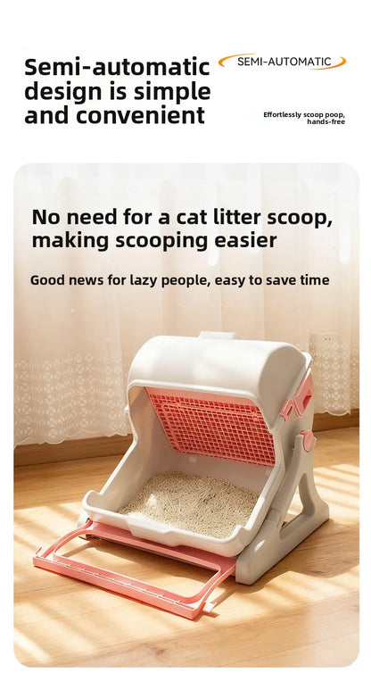 Semi-Automatic Self-Cleaning Cat Litter Box — XXL Semi-Enclosed Design, 4 Styles