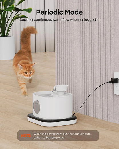 Wireless Pet Water Fountain with Filtration - 2.8L Silent Rechargeable Dispenser
