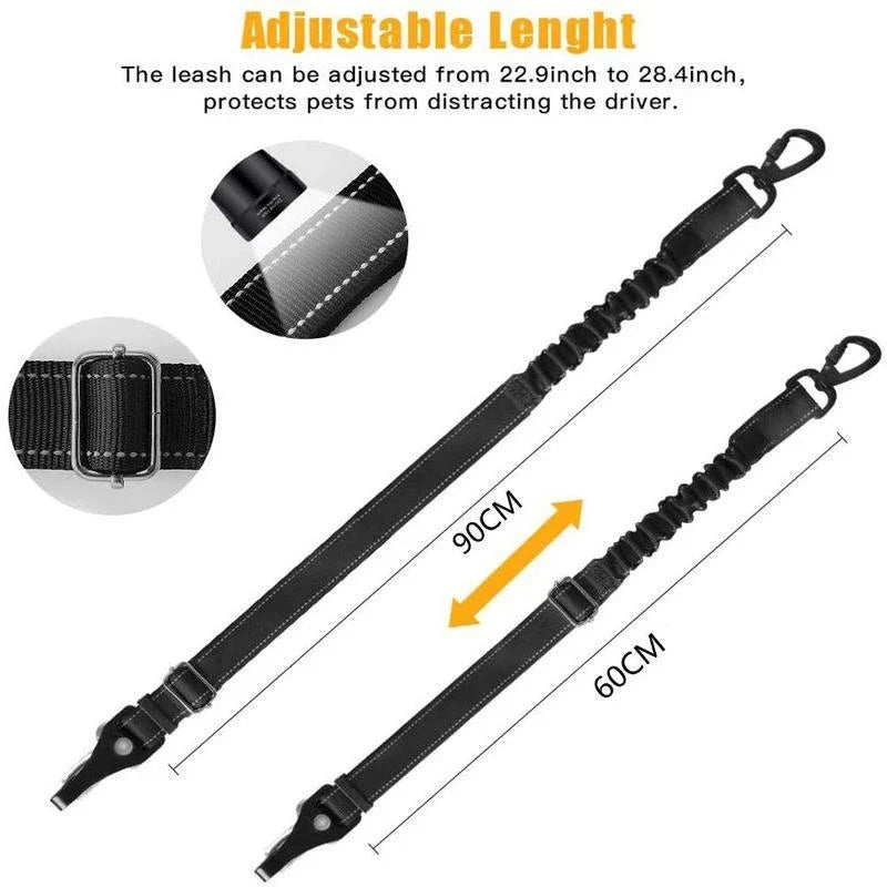 Adjustable Reflective Dog Car Seat Belt Safety Leash