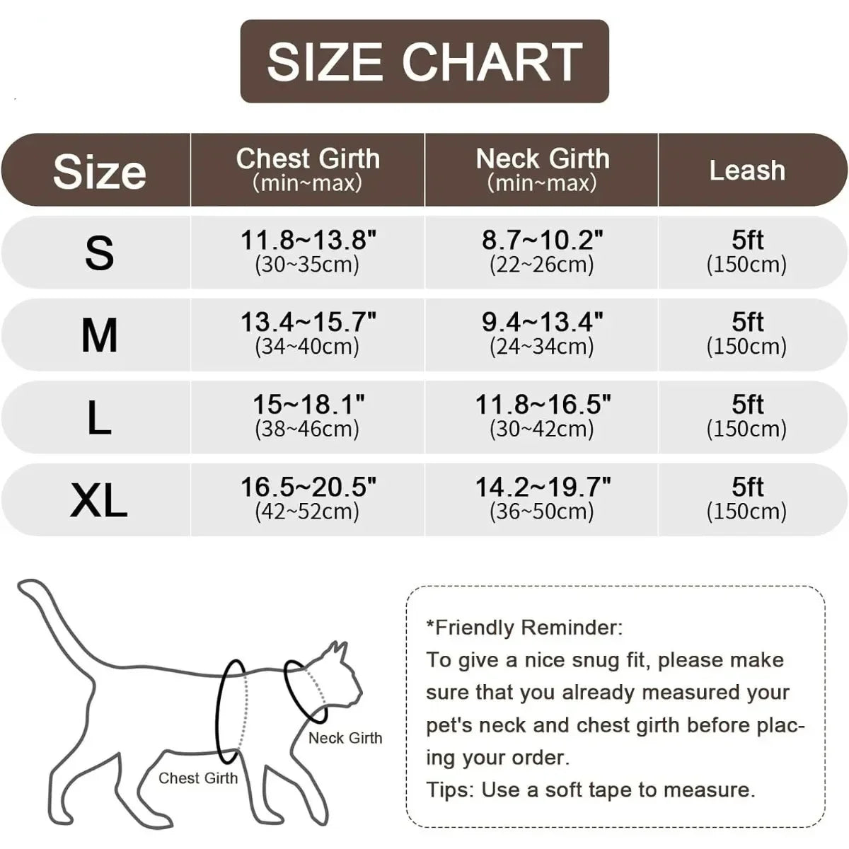 Adjustable Cat Vest Harness and Leash Set - Reflective Trim for All Sizes