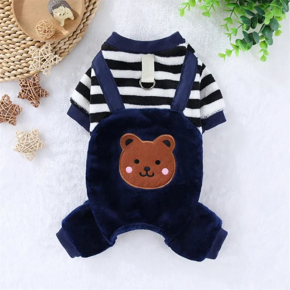 Soft Fleece Jumpsuit with Leash Ring for Small, Medium & Large Dogs & Cats