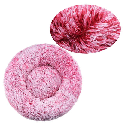 Round Plush Pet Bed — Washable Warm Basket for Dogs & Cats, 6 Sizes
