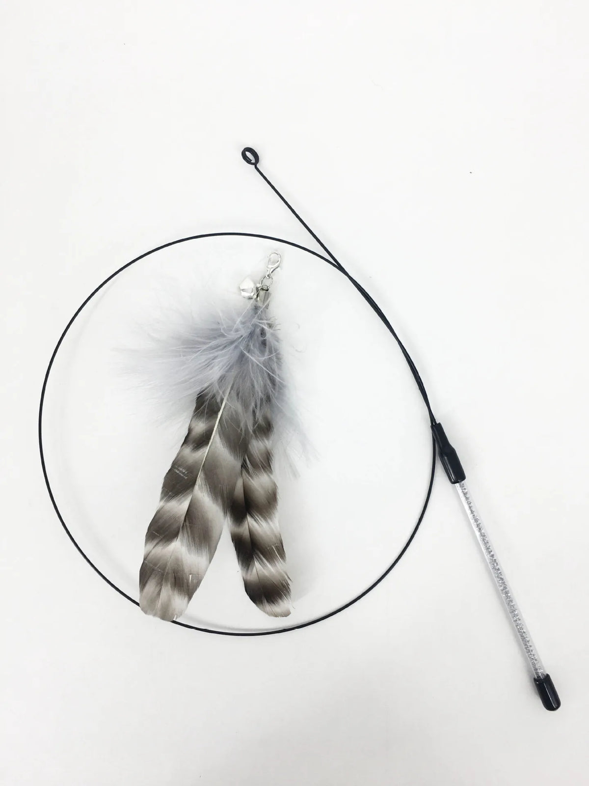 Interactive Feather Wand Cat Toy - Wire Teaser Stick for Kittens