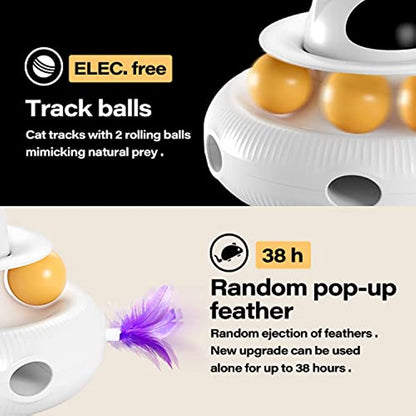 4-in-1 USB Rechargeable Interactive Cat Toy with Feather Wand & Ball