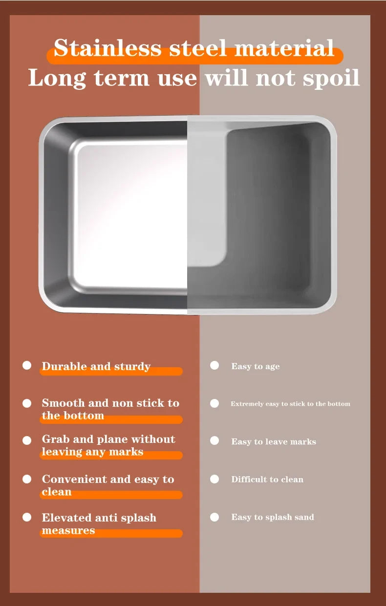 Extra Large Enclosed Stainless Steel Cat Litter Box with Lid