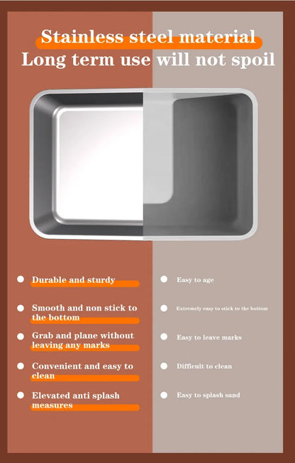 Extra Large Enclosed Stainless Steel Cat Litter Box with Lid