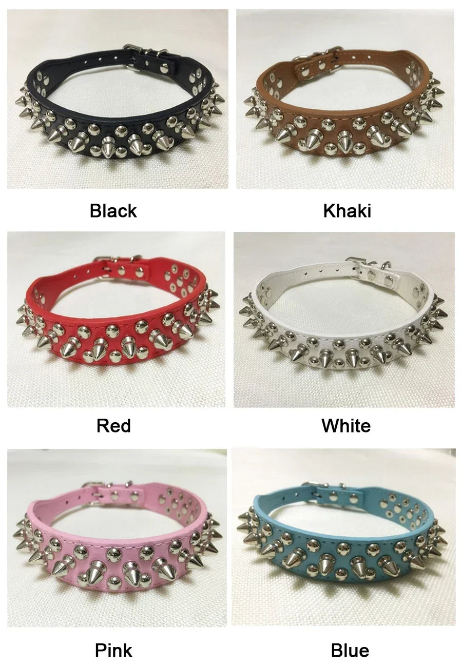 PU Leather Punk Rivet Spiked Collar for Small Dogs & Cats