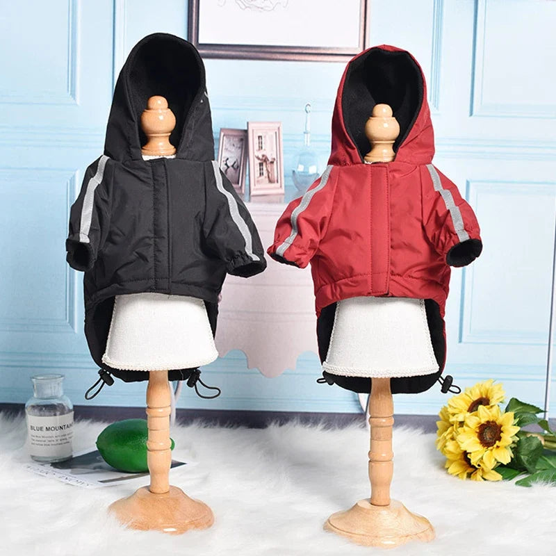 Waterproof Hooded Dog Jacket with Reflective Trim
