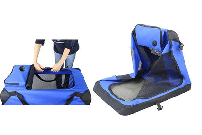 Foldable Soft Pet Crate & Travel Carrier with Mat — 3 Doors