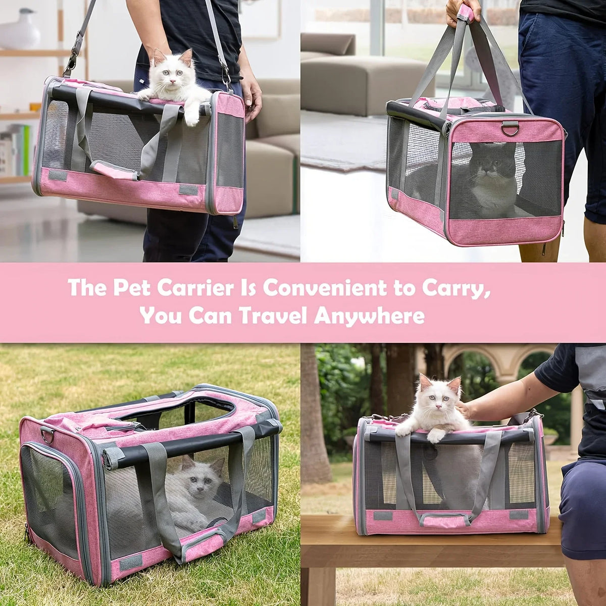 Soft-Sided Pet Carrier for Large & Medium Cats and Puppies