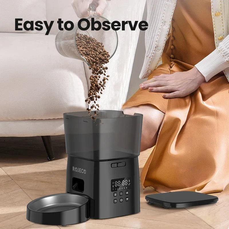 Smart Automatic Cat Feeder with Button Control and Kibble Dispenser