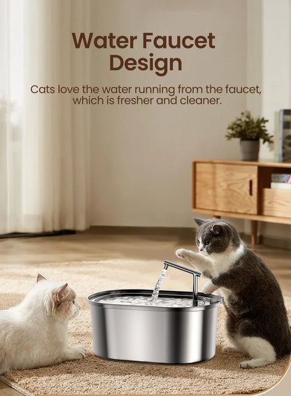 Premium Stainless Steel Cat Water Fountain with Automatic Flow System