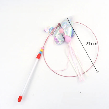 Interactive Feather Wand Cat Toy - Wire Teaser Stick for Kittens