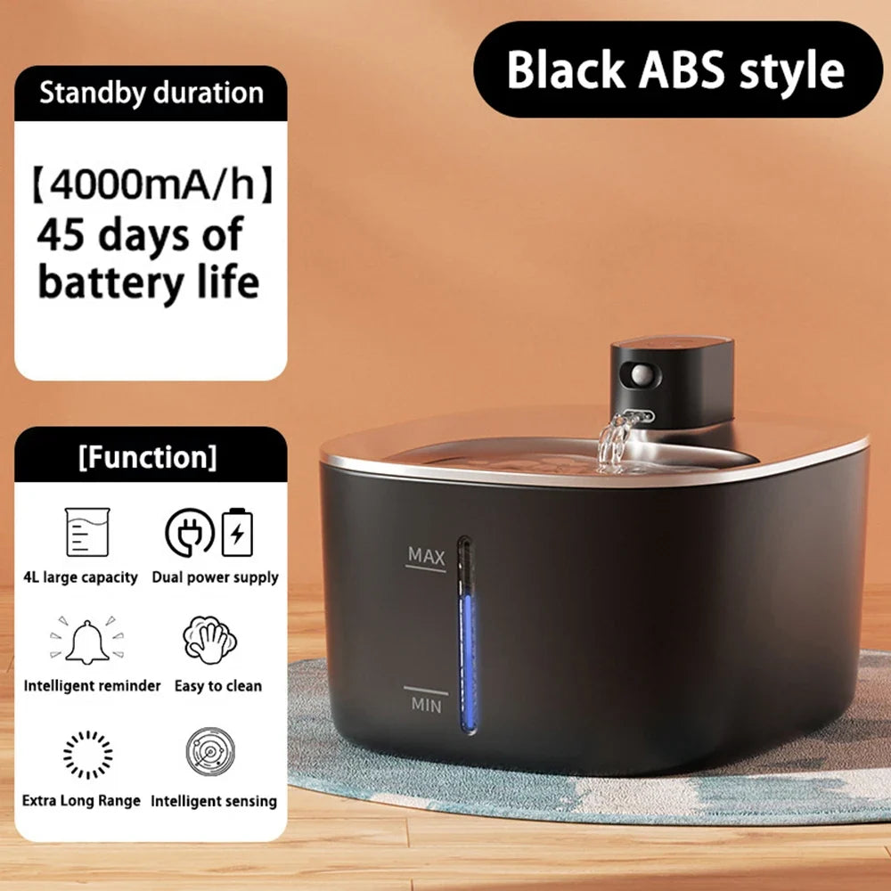 4L Stainless Steel Wireless Pet Water Fountain with Motion Sensor