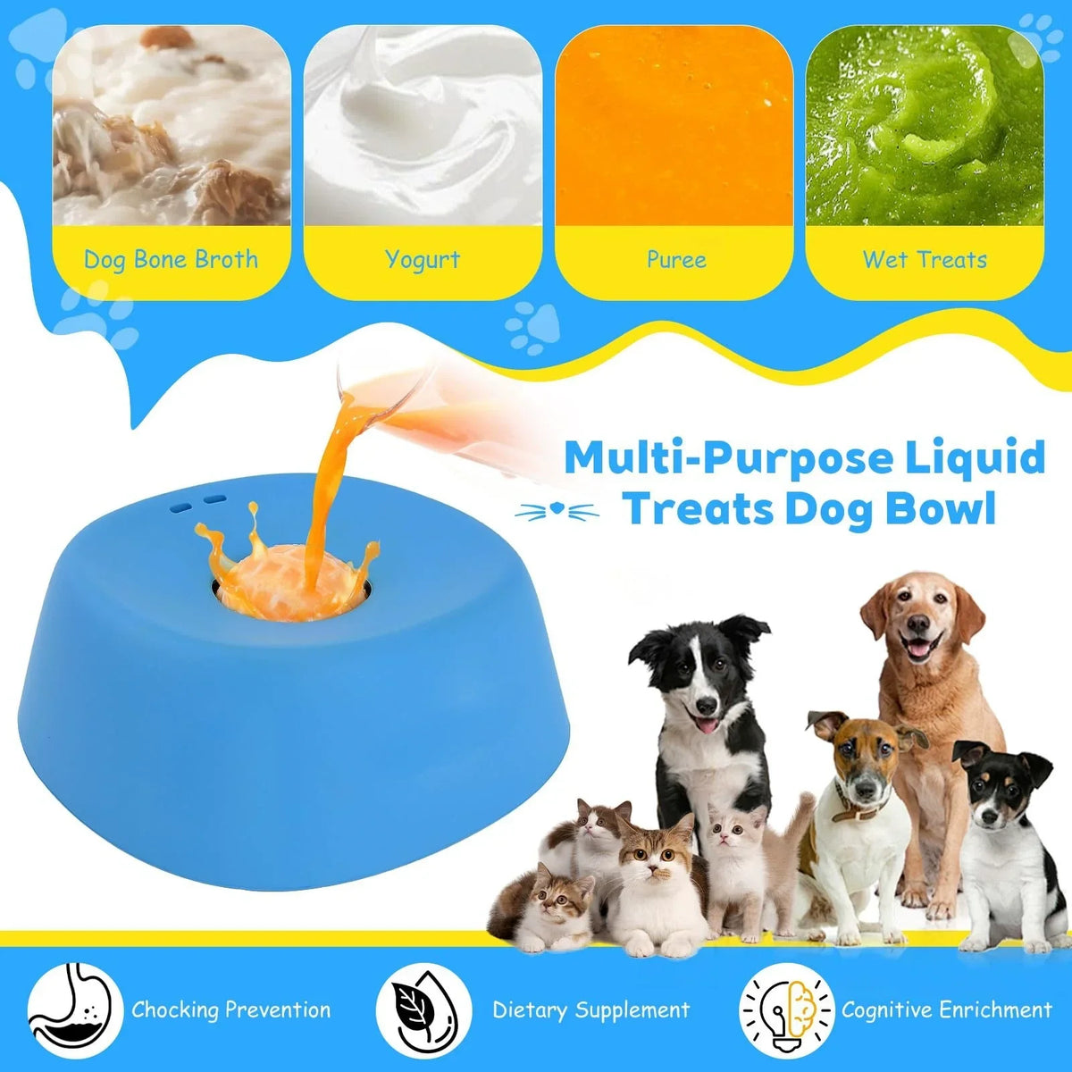 Silicone Lick Bowl & Slow Feeder for Dogs & Cats — Detachable, Washable & Non-Slip