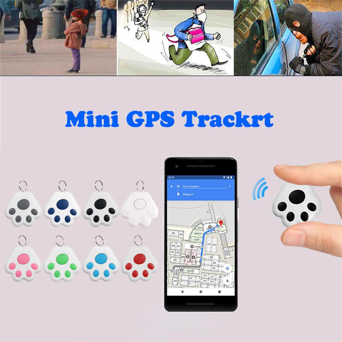 Bluetooth 5.0 Mini Anti-Lost Tracker Tag for Pets, Kids, Keys & Bags
