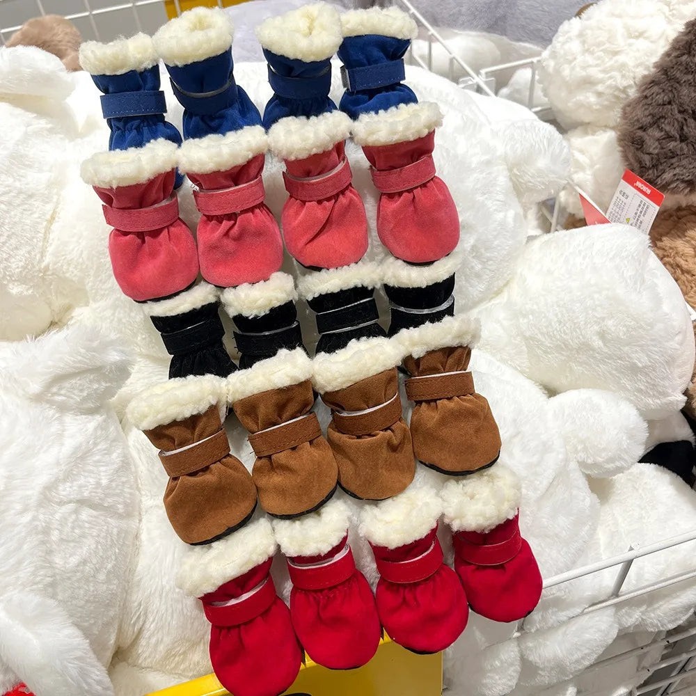 Winter Anti-Slip Dog Boots | Set of 4 for Small & Medium Dogs & Cats