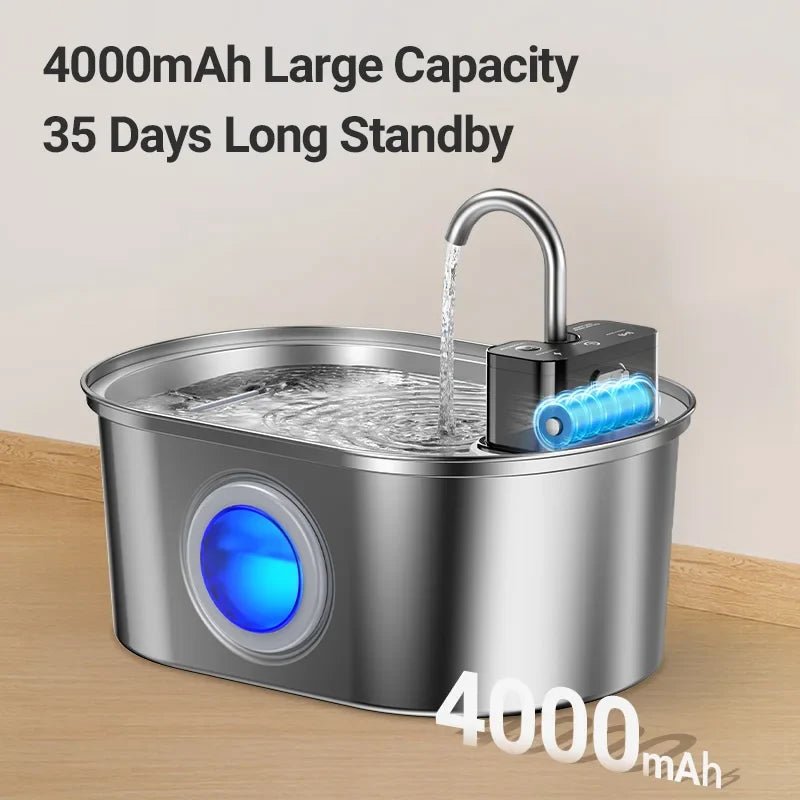 Stainless Steel Cat Water Fountain - Wireless Sensor Smart Automatic Pet Water Dispenser