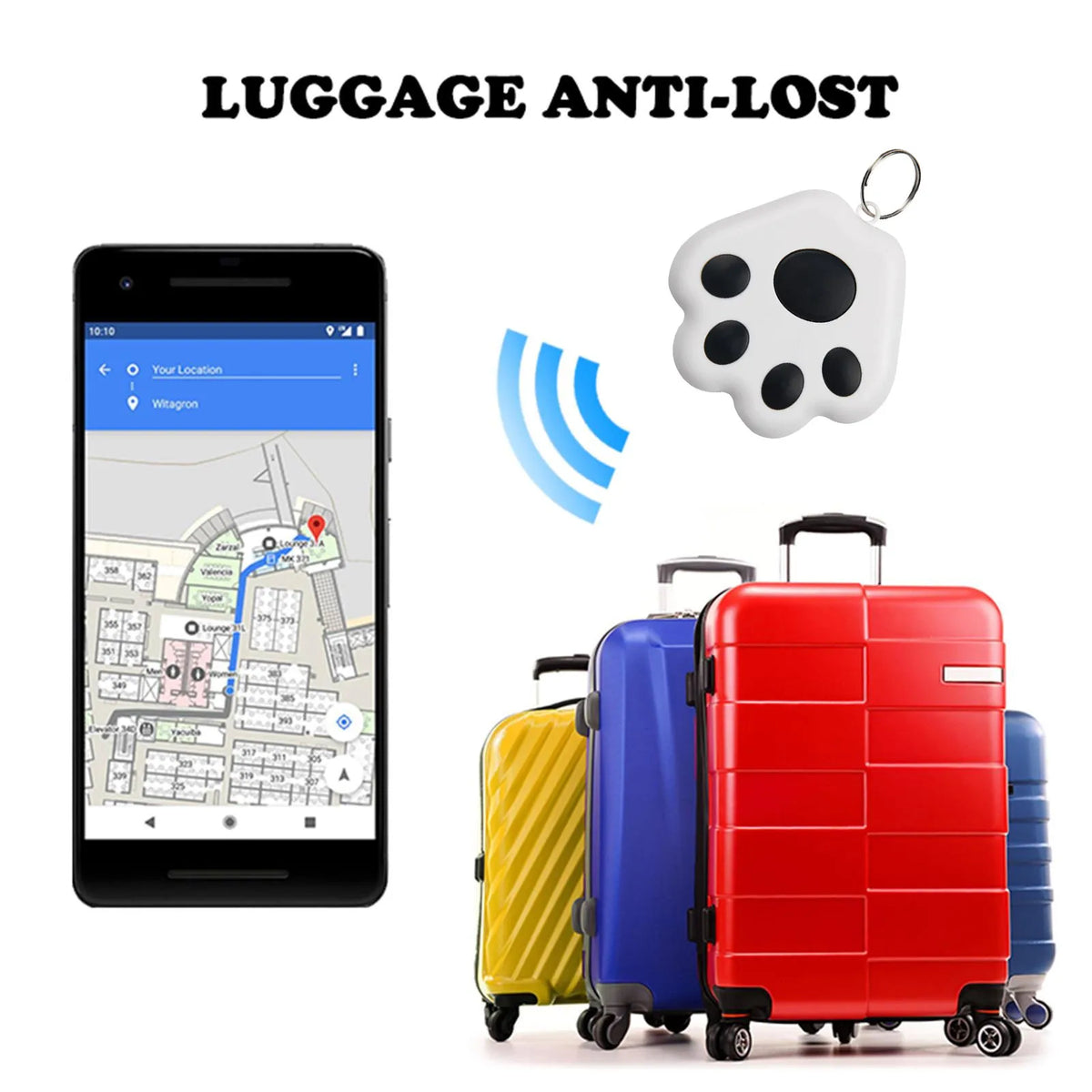 Bluetooth 5.0 Mini Anti-Lost Tracker Tag for Pets, Kids, Keys & Bags