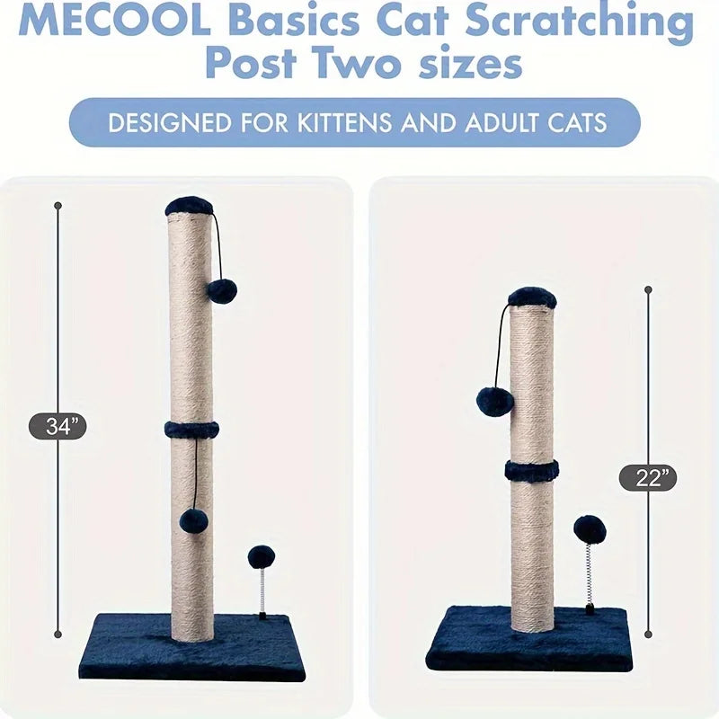 34-Inch Sisal Cat Scratching Post with Hanging Ball Toy