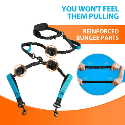 Double Dog Leash with Elastic Shock Absorber