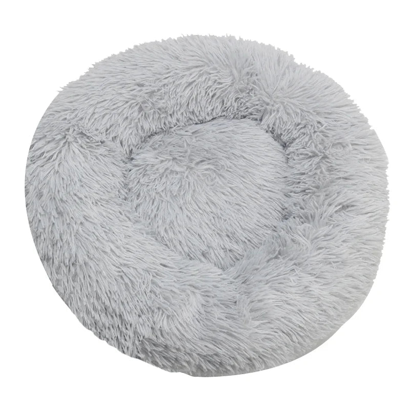 Round Plush Pet Bed — Washable Warm Basket for Dogs & Cats, 6 Sizes